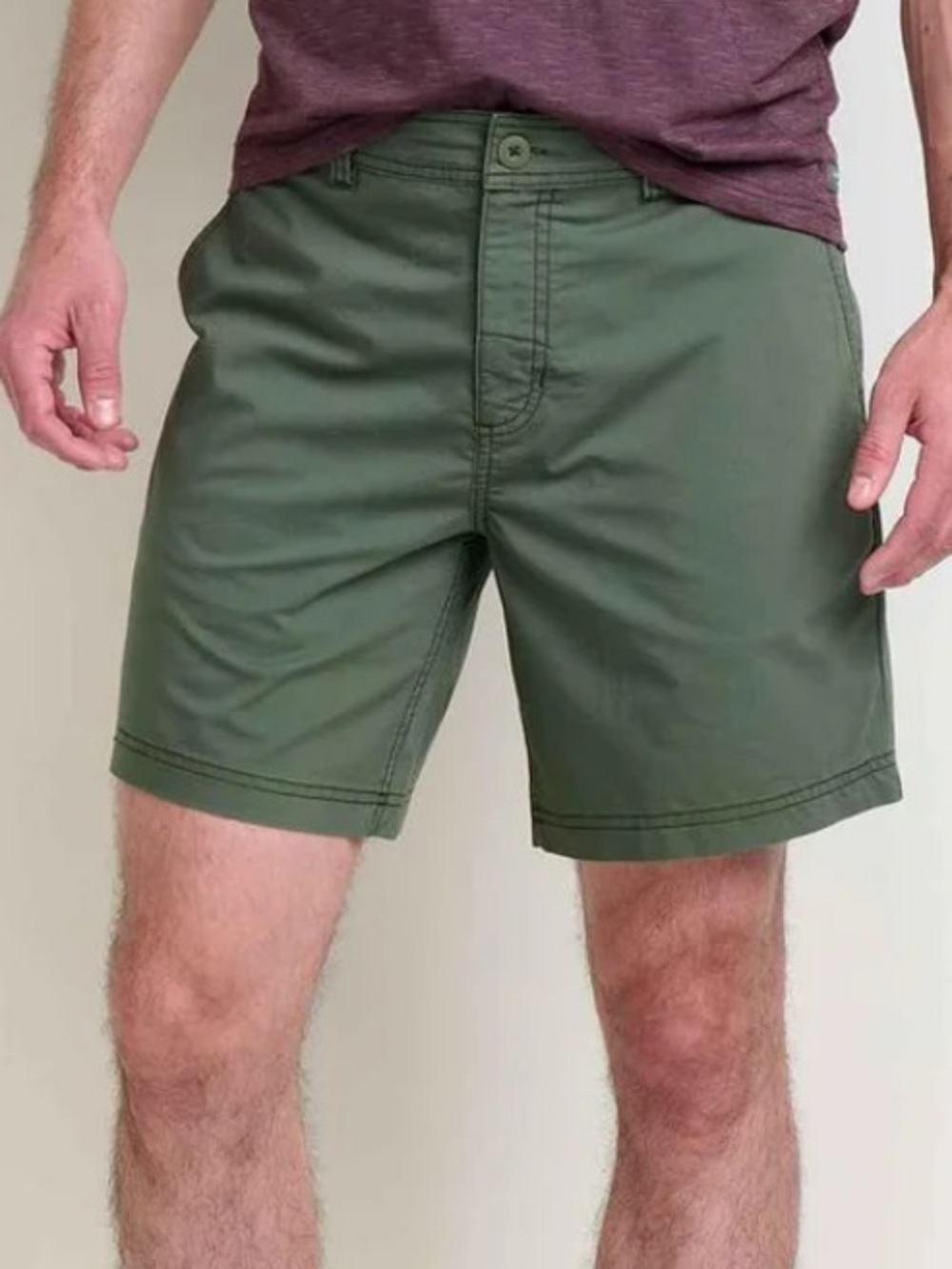 Toad&Co Boundless Shorts Army Green Organic Cotton 8.5” Inseam Sz 34